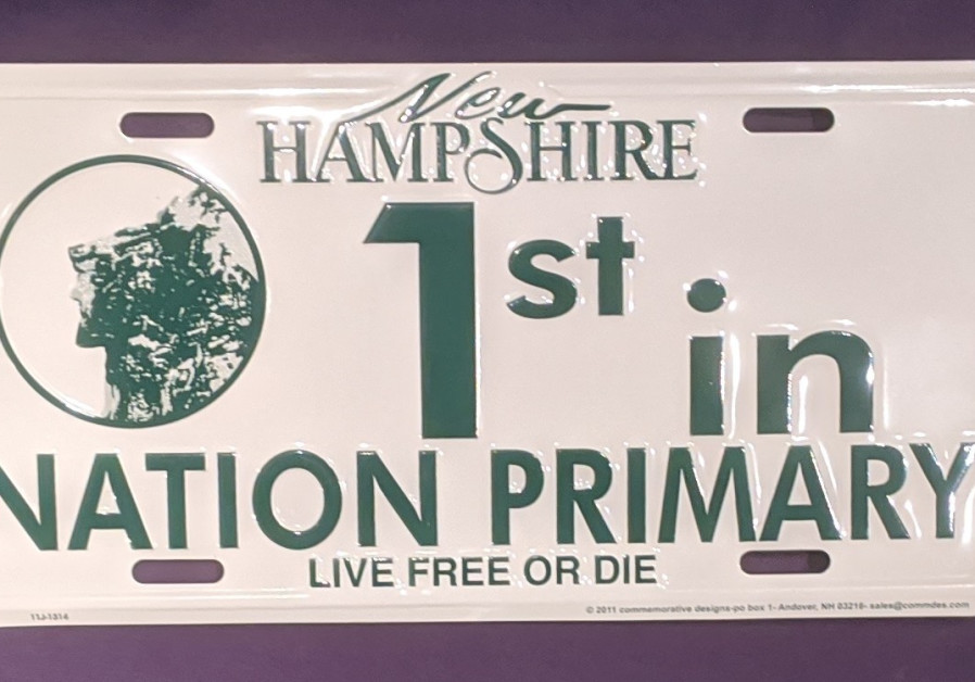  New Hampshire Pride: A souvenir New Hampshire Primary license plate now selling in the Statehouse gift shop. 2020 marks the 100th anniversary of when the Granite State first voted first in the U.S. presidential primaries. (Credit: Darren Garnick)