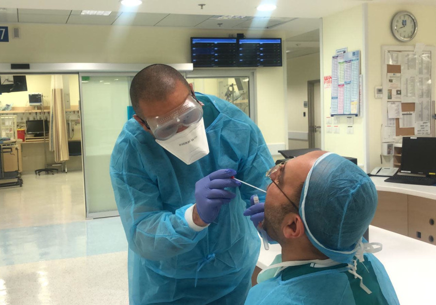 A person is screened for coronavirus at Hadassah (Courtesy Hadassah)