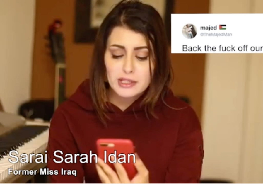Sarai Sarah Idan former Miss Iraq participates in Mean Tweets Israel Edition (Credit: Hallel Silverman)