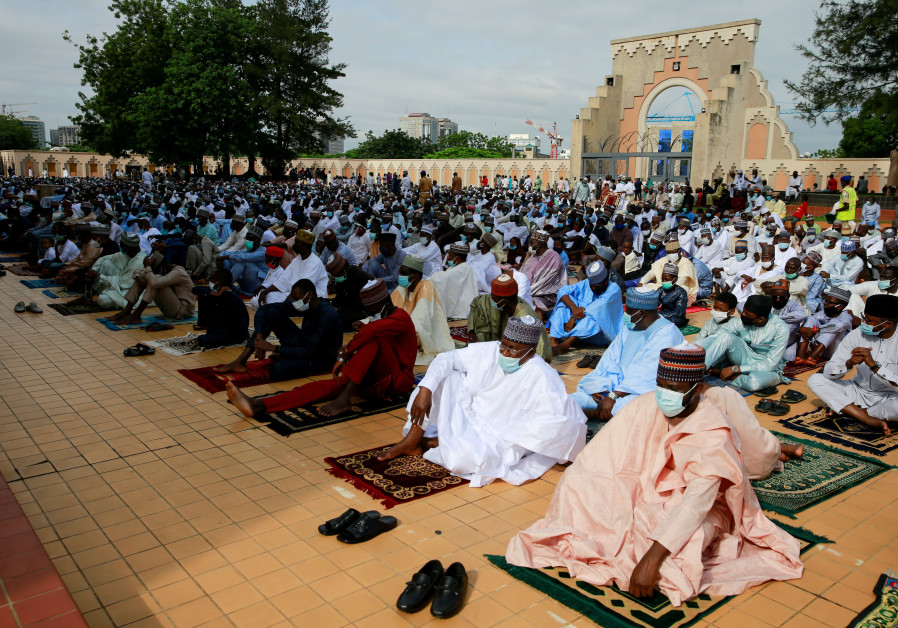 Nigerian Muslims are seen offering Eid al-Adha prayers at the National Mosque, during the outbreak of the coronavirus disease (COVID-19) in Abuja, Nigeria, July 31, 2020. (Credit: REUTERS/Afolabi Sotunde) 