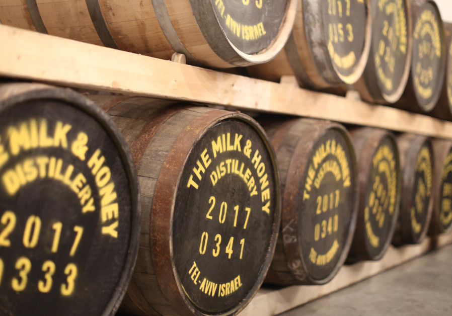 THE WHISKIES mature fast in casks due to Israel’s hot climate. (M&H Distillery)