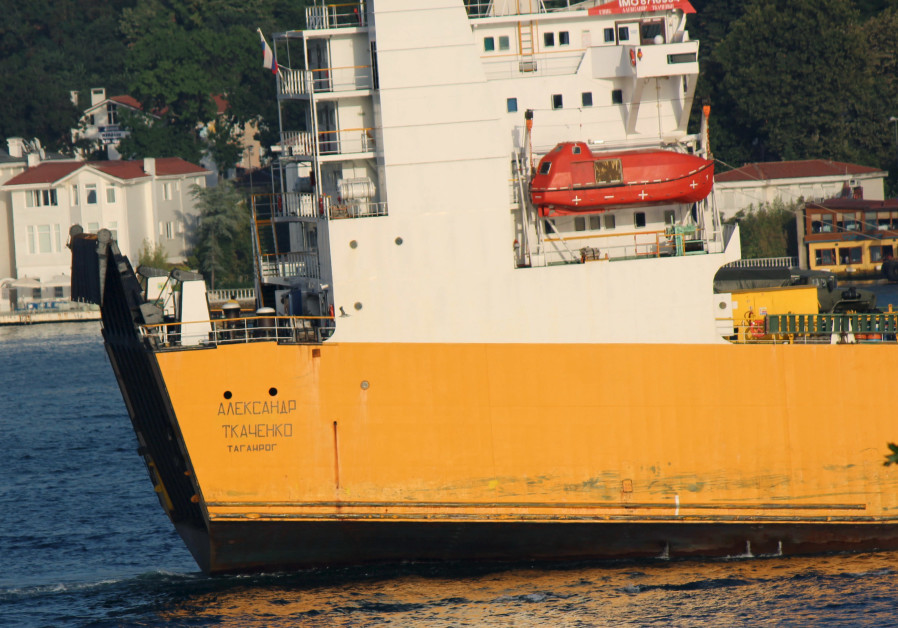 Russian-flagged cargo ship Alexandr Tkachenko sails in the Bosphorus, on its way to the Mediterranean Sea, in Istanbul, Turkey, September 6, 2015. The ship, chartered by the Russian government to make voyages to a government-controlled port in Syria was carrying military trucks when it headed to Syria last month, according to photographs taken as it passed through the Bosphorus Straits. The photographs, taken by a Turkish blogger who passed them to Reuters, follow a Reuters report that Russia has set up a seaborne lifeline via the Bosphorus to supply its armed forces in Syria and President Bashar al-Assad's forces as it steps up its involvement in the conflict. (Credit: REUTERS/YORUK ISIK)