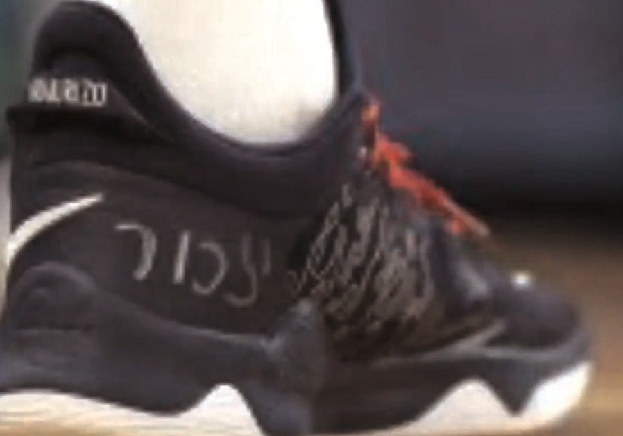 Israeli Washington Wizards player Deni Avdija paid homage to Israel's Holocaust Remembrance day with "Yizkor" (Remember) on his sneakers. (Credit: NBC SPORTS/COURTESY)