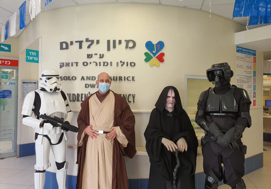 The Star Wars legion visited Sourasky Medical Center (Ichilov) in Tel Aviv, their first hospital visit in over a year. (Courtesy)