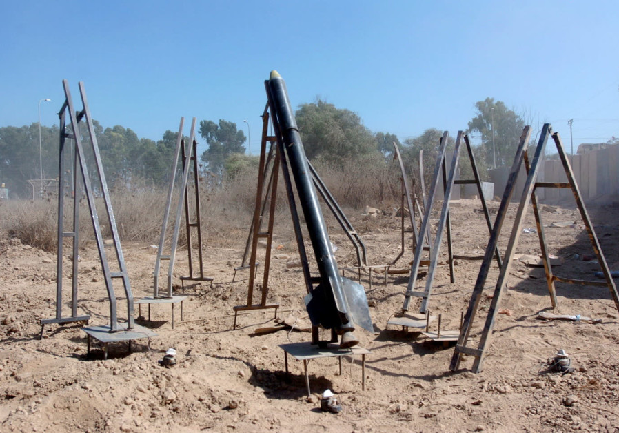 EIGHT QASSAM launchers with one armed and ready to launch, 2007. Gazan terrorist arsenals have changed significantly since then. (Wikimedia Commons)