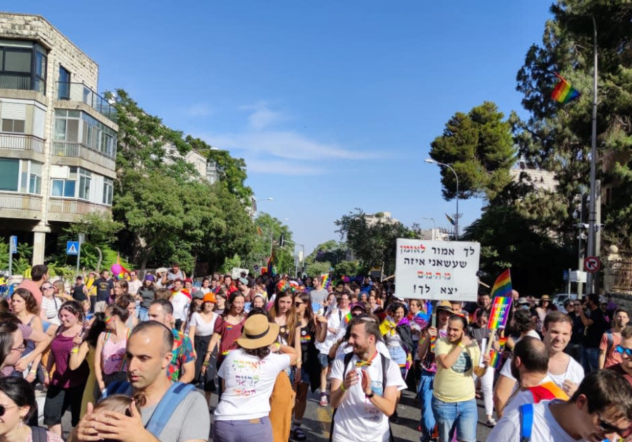 Attendees at the Jerusalem March for Pride and Tolerance march, June 3, 2021. (Credit: TZVI JOFFRE)