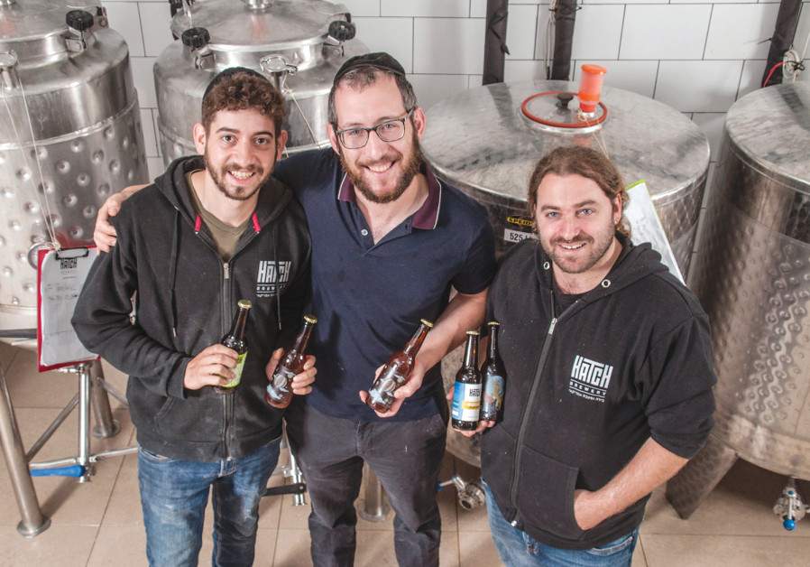 The brewing team at the Hatch Brewery: (from left) Mendel Shneider, Ephraim Greenblatt and Yisrael Atlow. (Photo: Mike Horton)