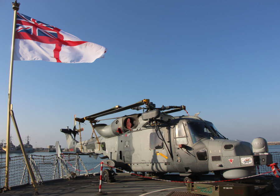 THE WILDCAT helicopter aboard the vessel plays a key role in operations, including anti-submarine warfare missions. (Credit: JONATHAN SPYER)