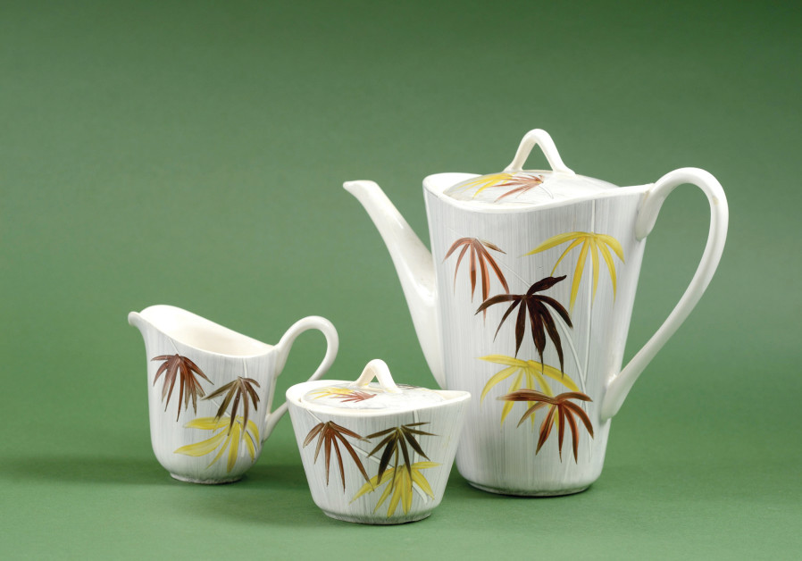 A COFFEE set manufactured by Palceramic Ltd. in the 1940-1950s with design elements inspired by local flora.(On loan from the George Horowitz Collection) (Credit: SHAY BEN EPHRAIM)