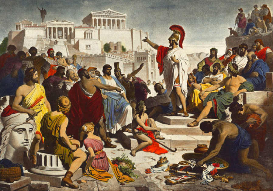 IN THE Melian Dialogue during the Peloponnesian War, the Athenians argued ‘might is right.’ (Pictured: Athenian politician Pericles, delivering his famous funeral oration in front of the Assembly. Painting, Philipp Foltz. (Credit: Wikimedia Commons)