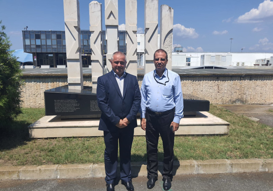 On the left side of the image: The Honorary Consul of Israel in Bulgaria, Orlin Mandov and, on its right: Anton Andonov, director of the Border Police at Burgas Airport. (Credit: Courtesy)