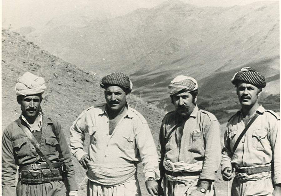 TSAFRIR AND Saguy with Peshmerga ﬁghters, mountains of northern Iraq, 1974. (Credit: COURTESY ELIEZER TSAFRIR)
