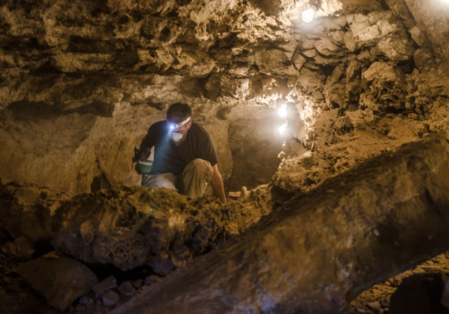 An image of the excavation in the Judean Desert cave. (Photo credit: Yuli Schwartz/IAA)