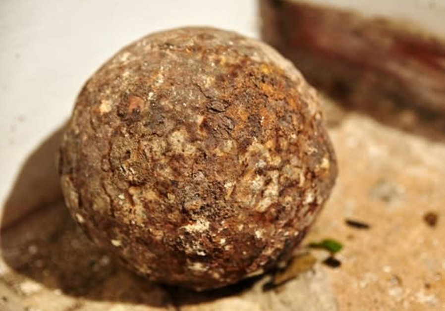 Ottoman cannonball found in the Etz Hayyim Synagogue wall