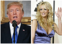 United States President Donald Trump (L) and adult film actress Stormy Daniels (R).