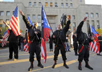 A Nazi's salute at a neo-Nazi rally in Kansas City, Missouri. (Dave Kaup/Reuters)