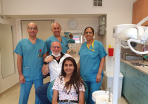 Shambhavi “Sam” Jha with some of the doctors who treated her at Meir Medical Center.