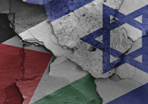   Palestinian Authority and Israeli flags (illustrative)