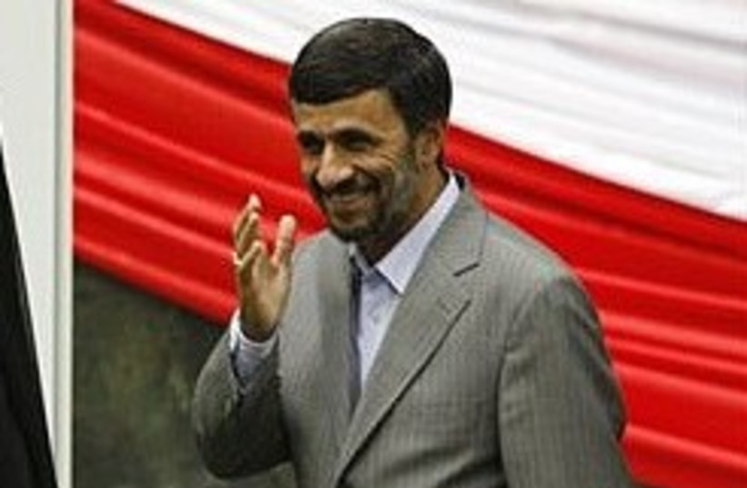 Ahmadinejad arrives for ceremony (photo credit: AP)