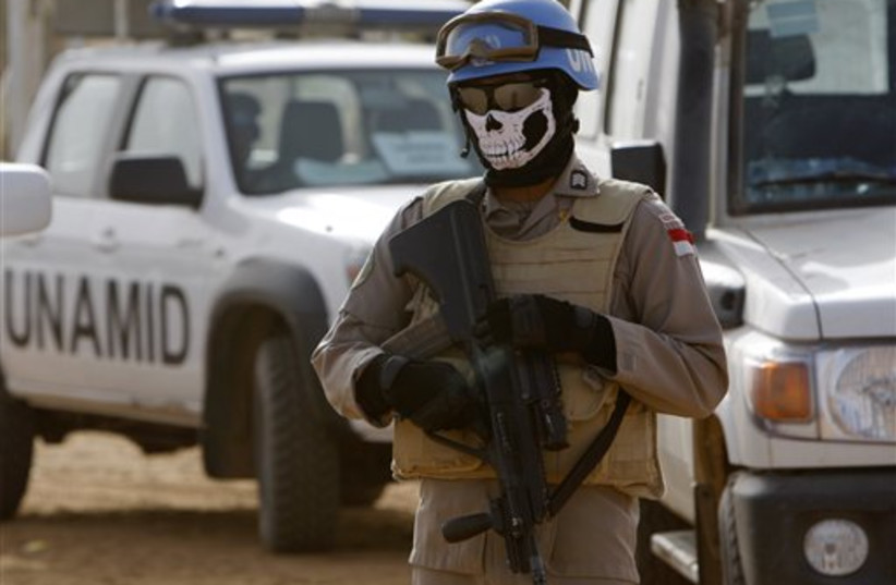 UN peacekeeper in Darfur (photo credit: AP)