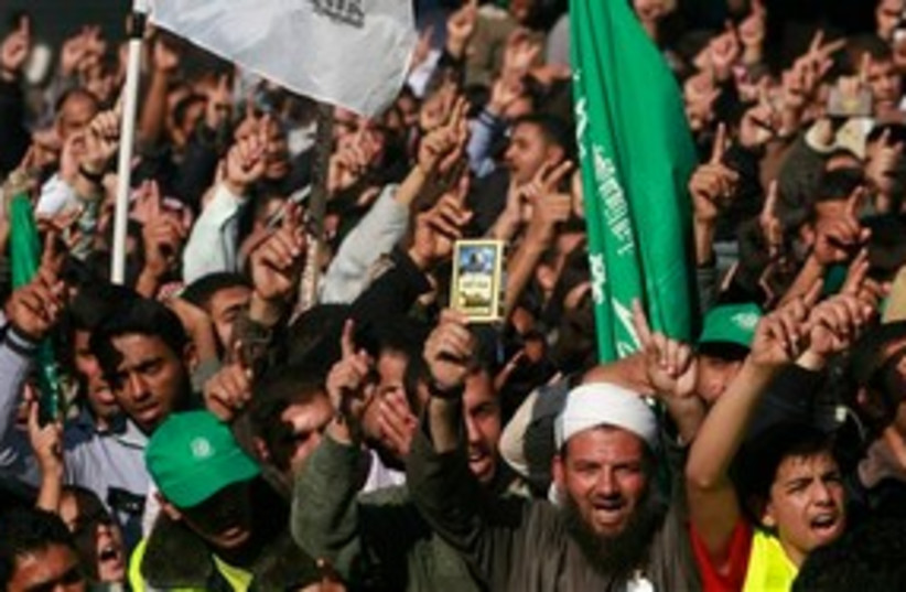 Hamas rally in Khan Yunis 311 (photo credit: AP)