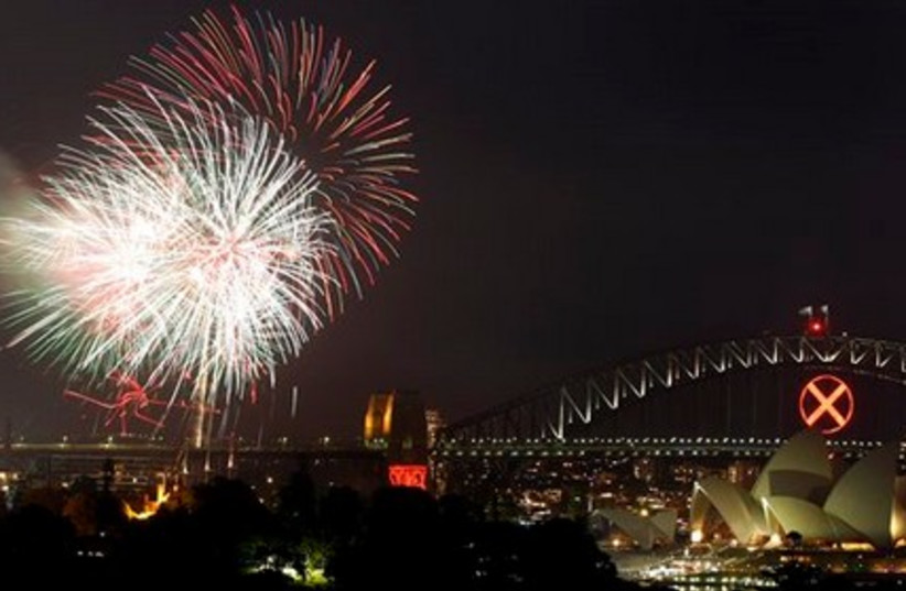 Fireworks display on New Year's Eve in Australia.