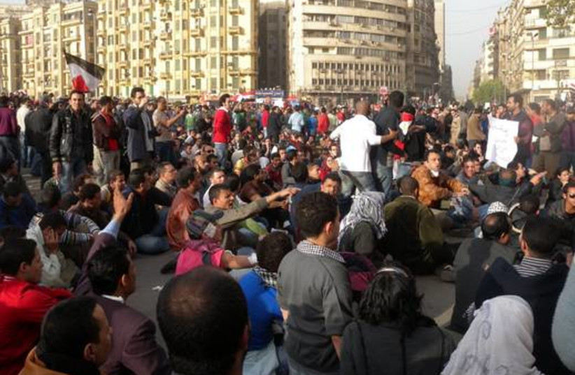 Protesters in Tahrir Square 520 (photo credit: MELANIE LIDMAN)