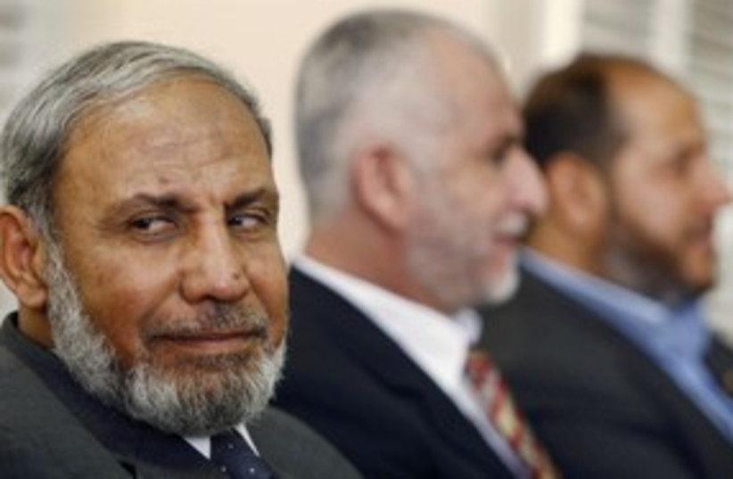 Mahmoud al-Zahar smirking  (R) 311 (photo credit: Reuters)