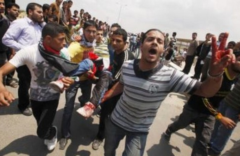 Palestinians demonstrate on Nakba Day.