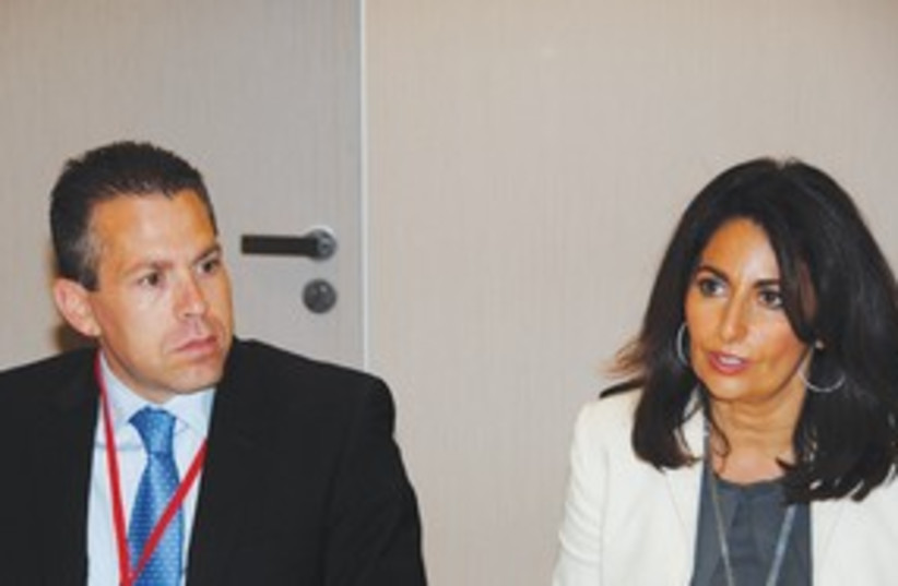 Gilad Erdan and French Mideast envoy Valérie Hoffenberg  311 (photo credit: Courtesy)