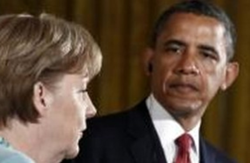 Obama and Merkel 311 (photo credit: REUTERS)