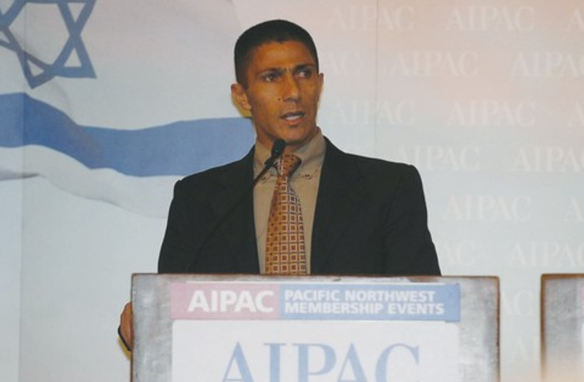 Ishmael Khaldi speaking at an AIPAC event. (photo credit: Courtesy)
