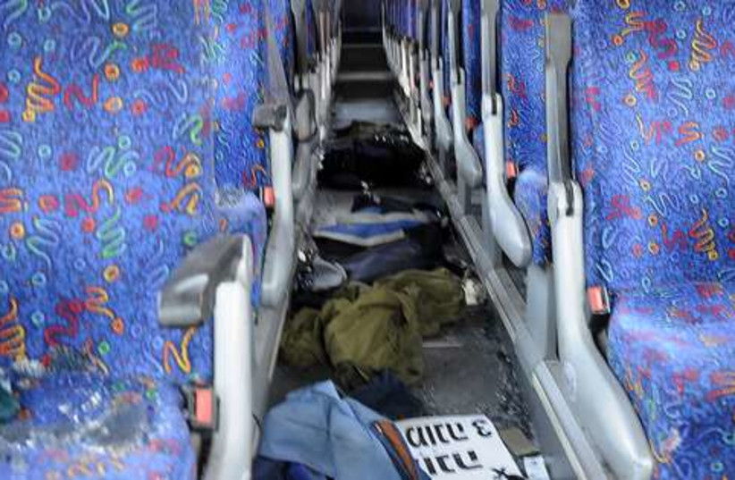 Items on bus after ambush in Eilat
