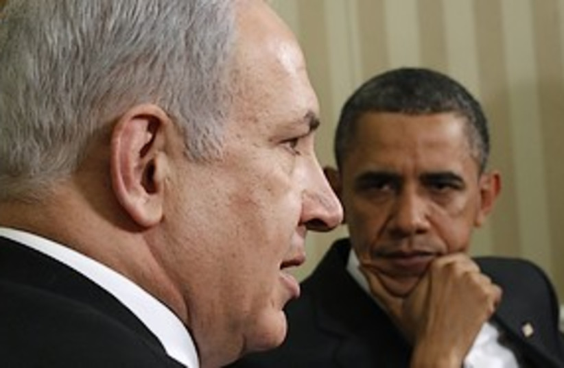 obama watches netanyahu 311 (photo credit: REUTERS)