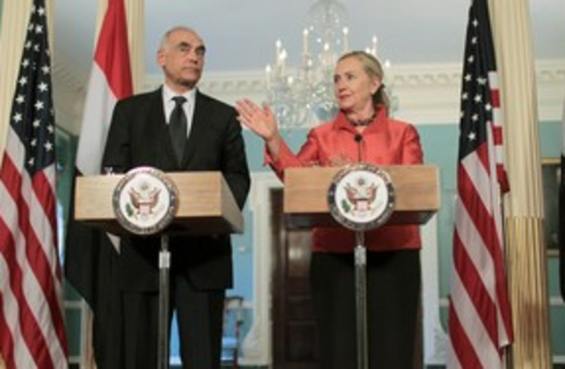 Egyptian FM Amr with US counterpart Clinton 311 (photo credit: Reuters)