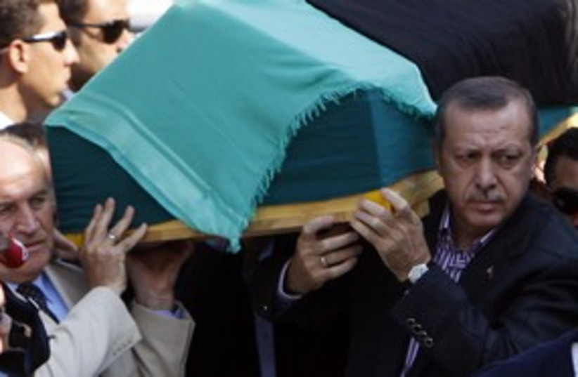 Erdogan's mother's coffin 311 R (photo credit: REUTERS/Osman Orsal)