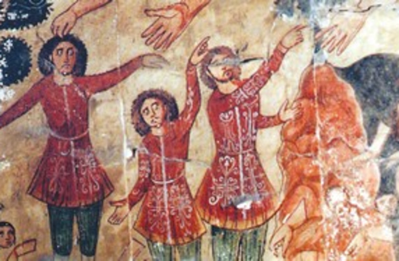 Fresco excavated from a Dura-Europos synagogue (photo credit: REUTERS)