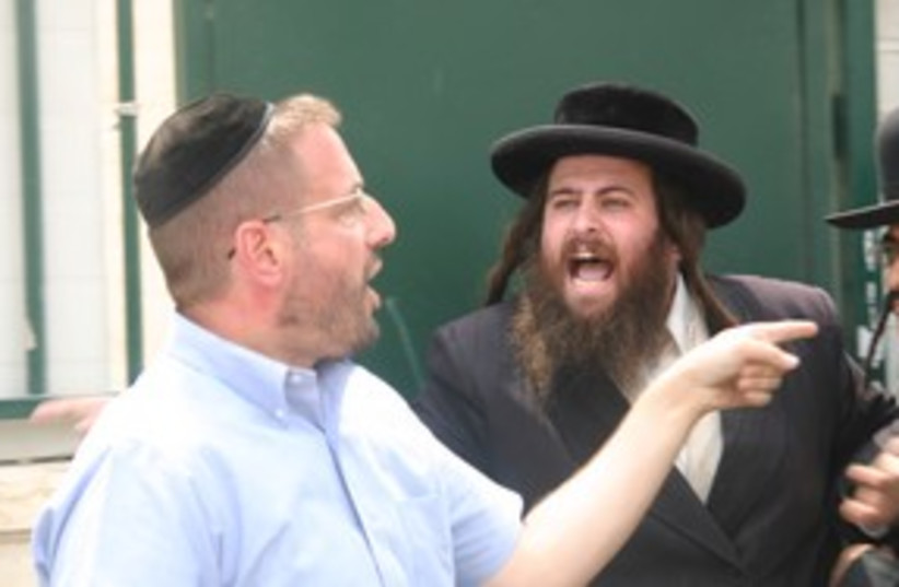 Haredi yelling 311 (photo credit: Michael Lipkin)