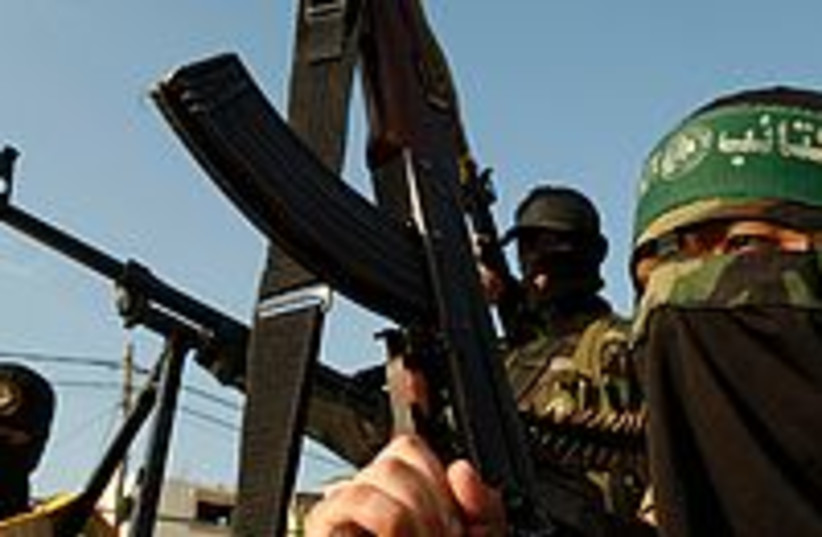 Hamas terrorists 300 (photo credit: REUTERS/Ibraheem Abu Mustafa)