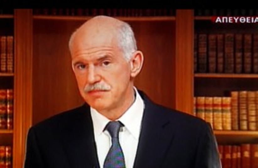 Greek Prime Minister George Papandreou 311 (R) (photo credit: REUTERS/Yannis Behrakis)