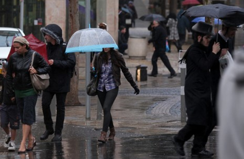 Rain in Jerusalem GALLERY 465 2 (photo credit: Marc Israel Sellem/The Jerusalem Post)