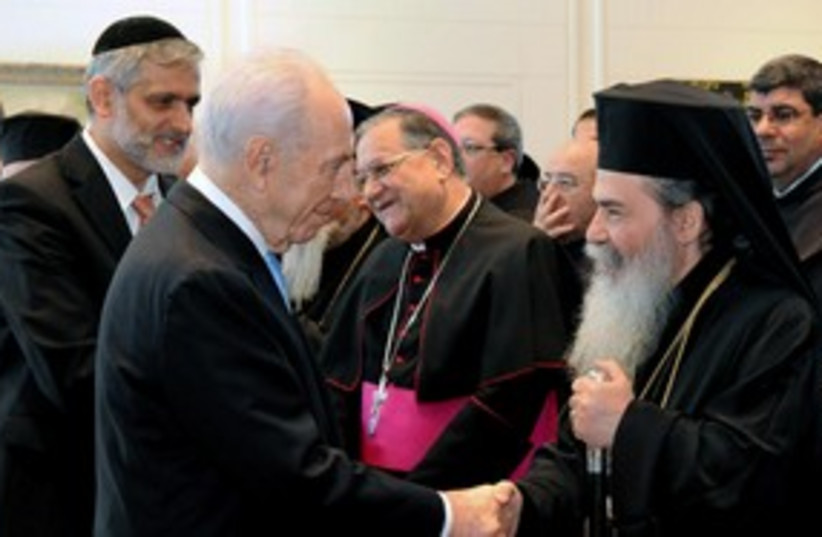 President Shimon Peres meets Christian clerics 311 (photo credit: Mark Neiman/GPO)