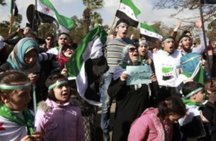 Syria anti-gov't protesters in Cairo_311 (photo credit: Reuters)
