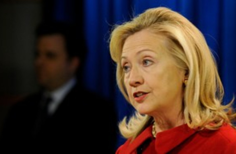 US Secretary of State Hillary Clinton 311 (R) (photo credit: REUTERS/Jonathan Ernst)