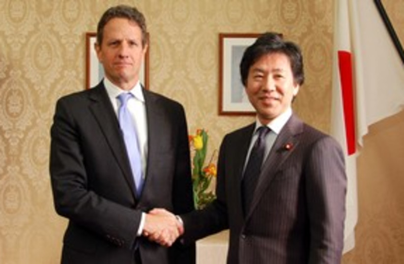 Japan Finance Minister Jun Azumi with timothy geithner 311 R (photo credit: REUTERS)