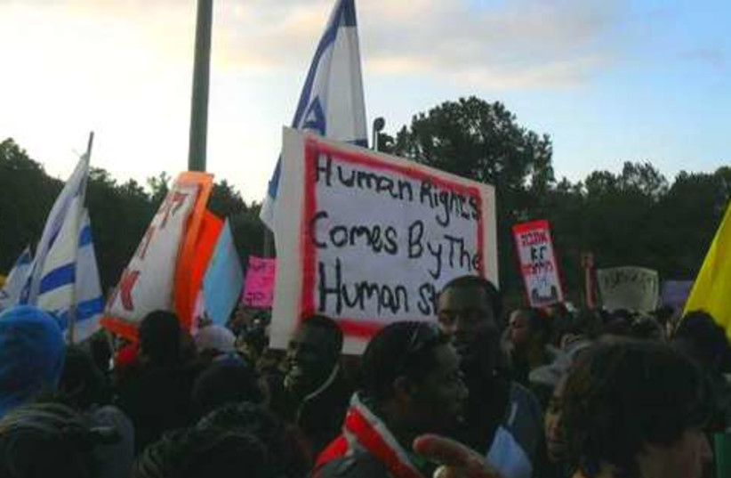Ethiopian protest Knesset 521 (photo credit: Anav Silverman)