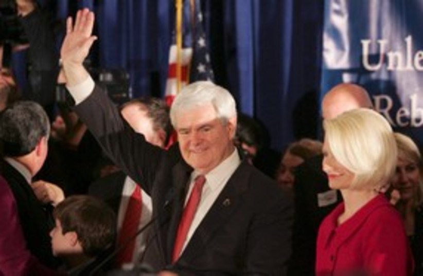 Republican presidential candidate Newt Gingrich 311 (R) (photo credit: REUTERS/Mary Ann Chastain)