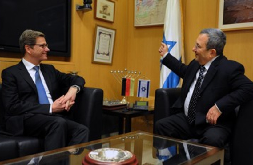 Ehud Barak, Guido Westerwelle 390 (photo credit: Ariel Harmony / Defense Ministry)