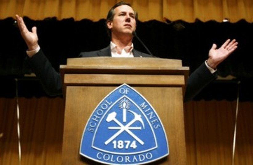 Rick Santorum addresses college in Colorado_390 (photo credit: Rick Wilking/Reuters)