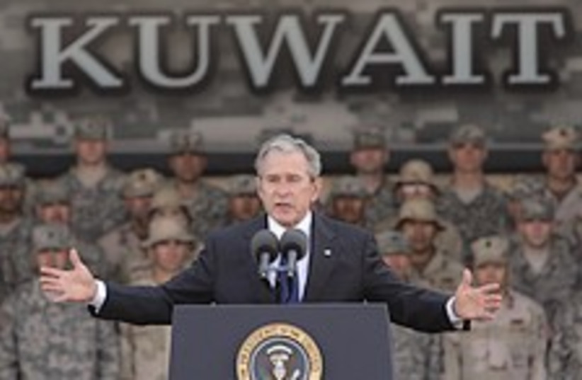 Bush Kuwait troops  224. (photo credit: AP)